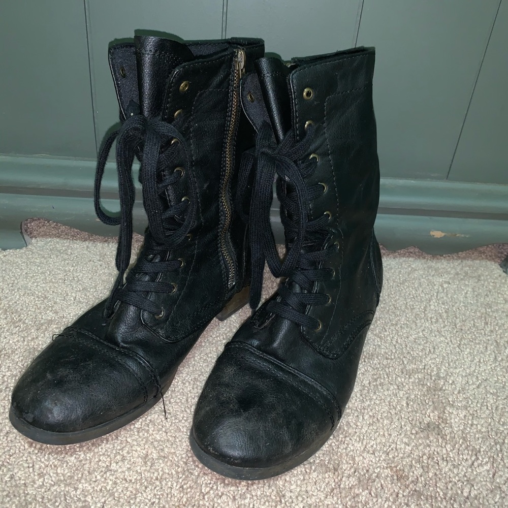 Black combat boots